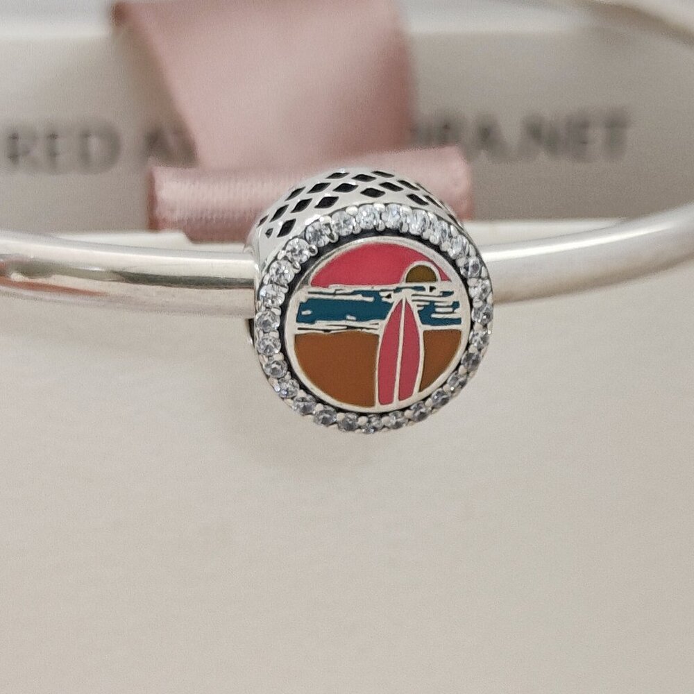 Pandora Santa Monica Beach Charm S925 Silver Bracelet Pendant with Box